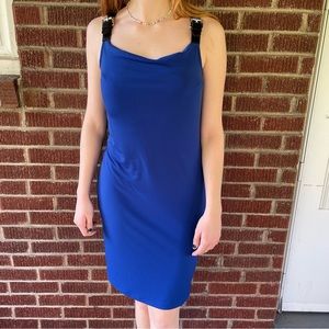 Michael Kors Women's Blue Dress with Leather Straps - size S